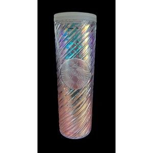 Starbucks 2022 Holiday Christmas Clear Iridescent Swirl 16 Oz Travel Mug…